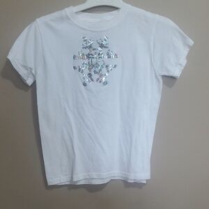 Hanes Kids White T-Shirt with Holographic Graphic Design Size Medium